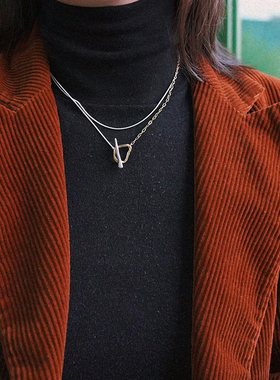 耳边铛松本惠奈金银撞色项链