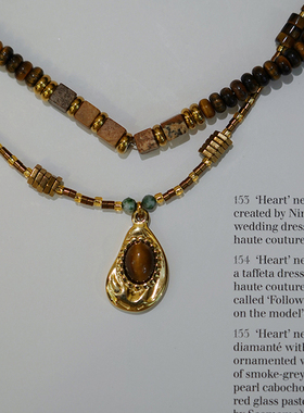 耳边铛虎眼石进口米珠水滴项链