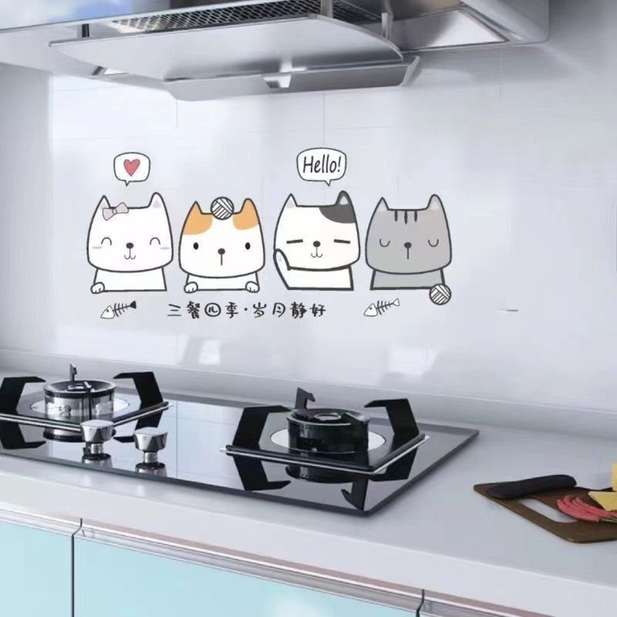 可爱小狗小猫厨房灶台防油耐高温墙贴装饰防油贴纸防水防潮油烟贴,淘宝优惠券,粉丝福利购,淘宝优惠卷