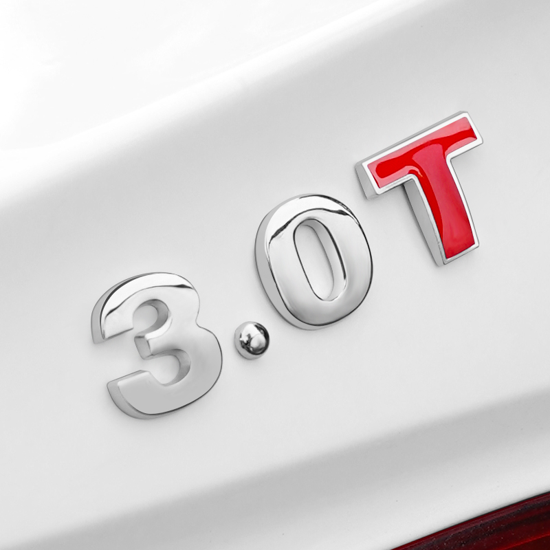 汽车车标1.4T1.8T3.0T2.4L3.0L排量尾标金属贴2.0T车贴尾标字母标 - 图2
