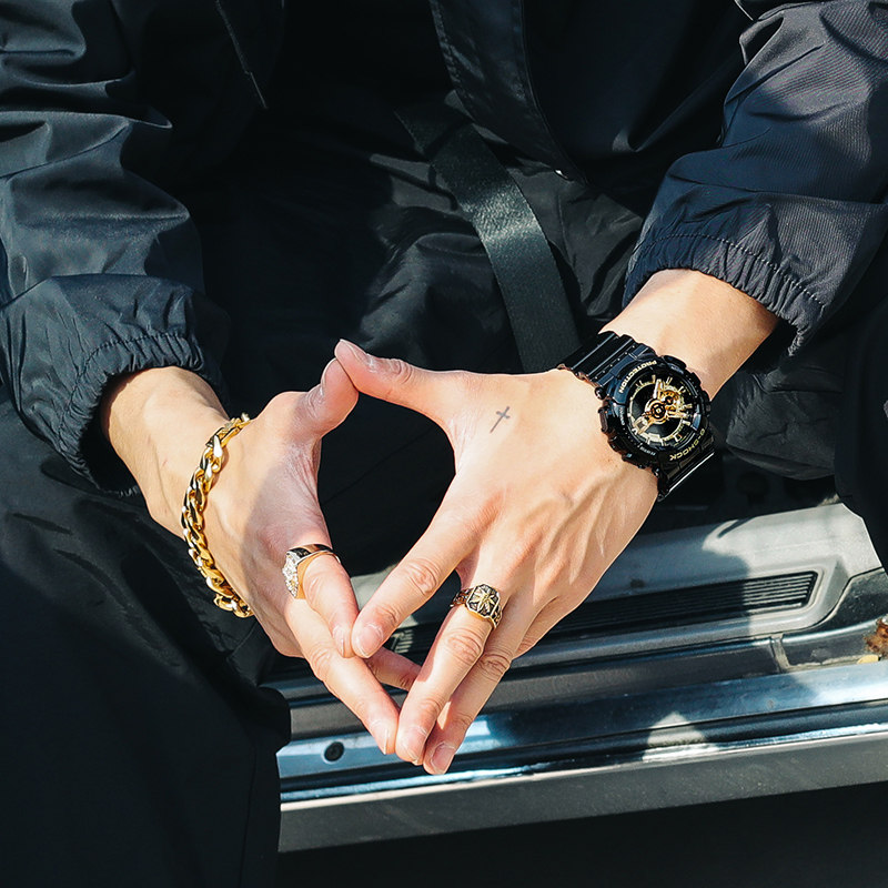 卡西欧男款黑金gshock限量版运动表 casio创元日韩腕表