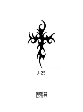 即墨蓝十字架模板果汁纹身