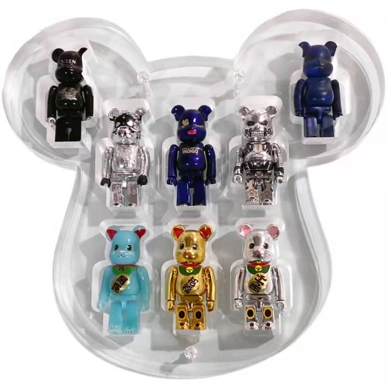 Bearbrick100%透明展示盒展示板收纳盒积木熊防尘盒桌面B熊保护盒 - 图3