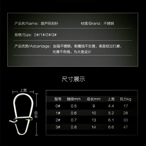 快速路亚别针连接器葫芦型不锈钢强拉力转环加强小号微物钓鱼配件 - 图2