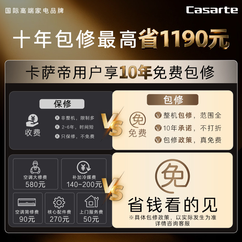 以旧换新卡萨帝空调挂机变频家用卧室除湿冷暖双路送风1级1.5匹