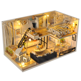 3d立体拼图成人版木质拼装小房子场景模型