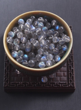 天然水晶7A灰月光散珠半成品
