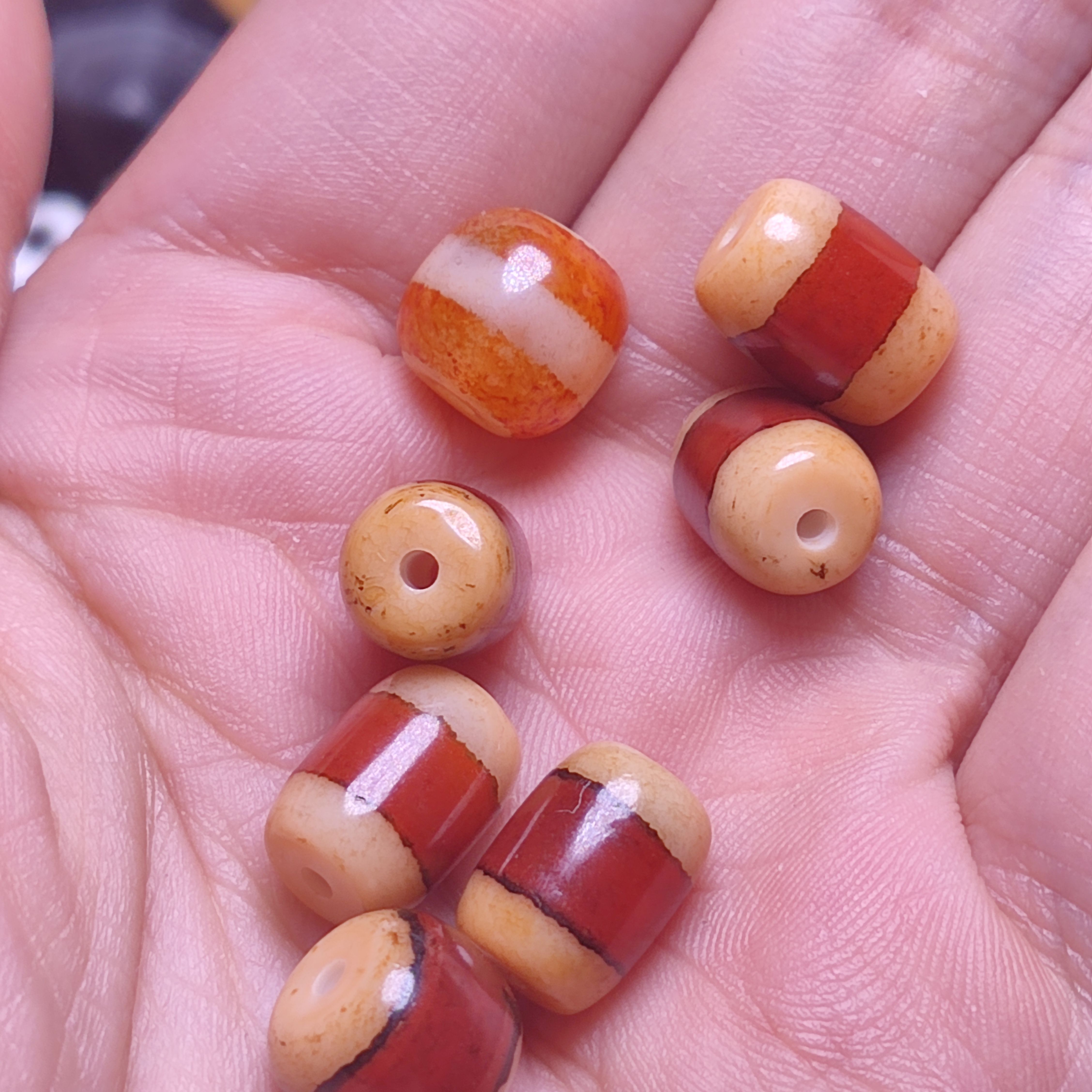 台工红肉一线药师玛瑙老型桶珠腰珠鼓珠手工散珠diy配饰配珠 - 图0