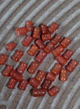 天然南红玛瑙桶珠雕刻蝴蝶结通孔隔珠配饰散珠手串顶珠diy配件