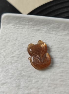 天然金骨干超七水晶狐狸吊坠饰品配件配饰
