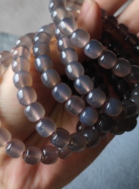天然烟紫玛瑙玉髓手链老型散珠桶珠diy手串手链烟灰多宝隔珠