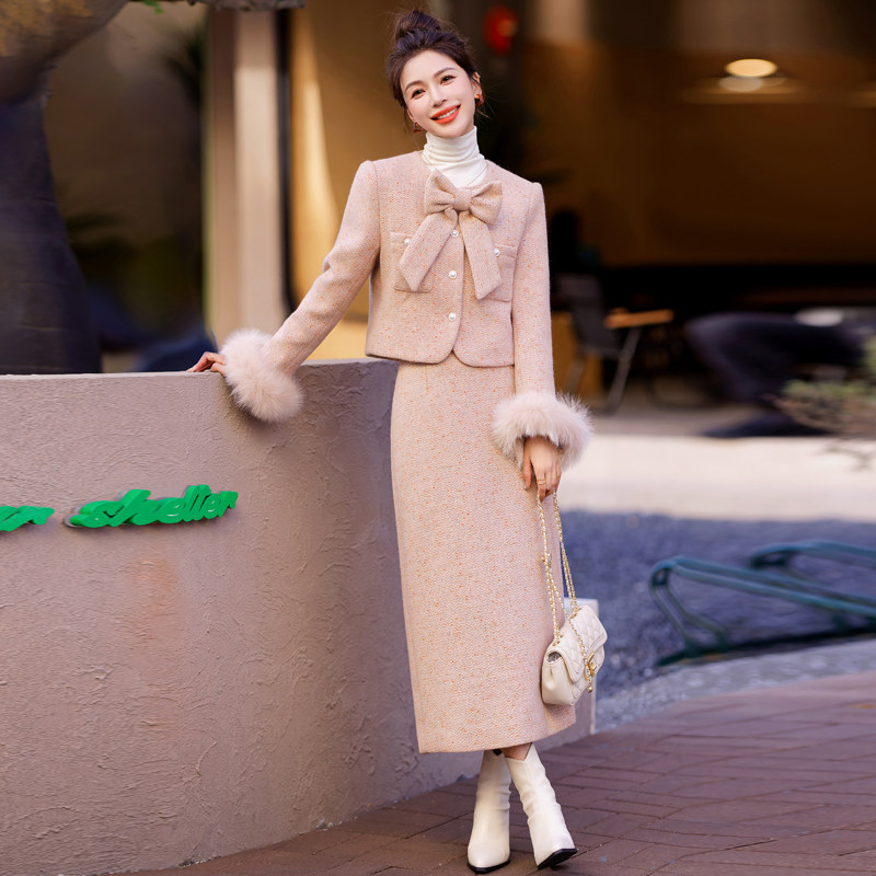 千金小香风羽绒套装女2025秋冬新款两件套毛呢半身裙显瘦爆款气质,淘宝优惠券,粉丝福利购,淘宝优惠卷