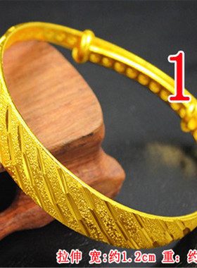 创缘镀黄金手镯女新娘龙凤伸拉镀金镯子开口圆圈镀沙金手环妈妈礼