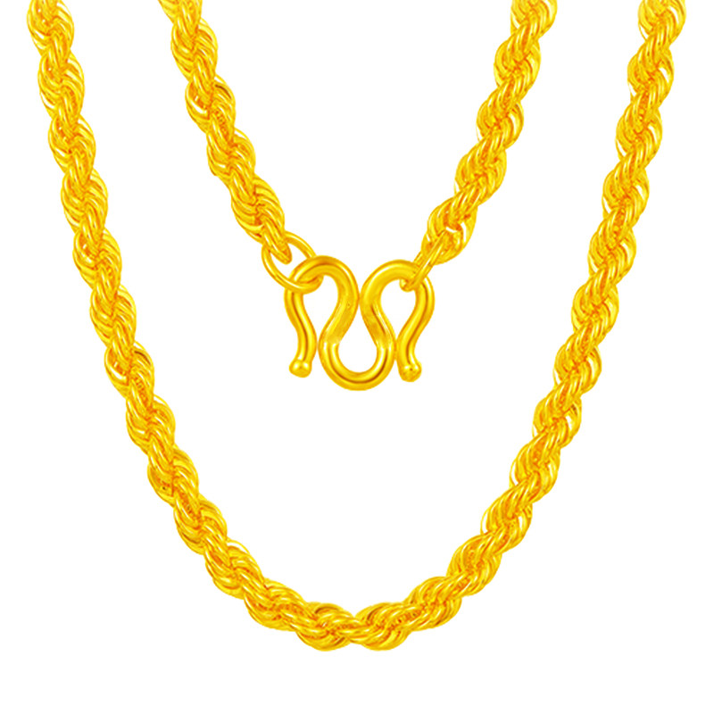 创缘镀黄金项链粗麻花链子女细镀 创缘饰品项链