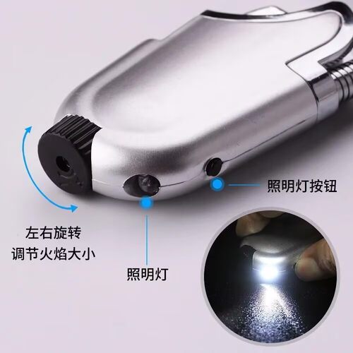 创意360软管弯曲直冲打火机 防风调气小焊枪烟斗香道厨房+手电筒 - 图1