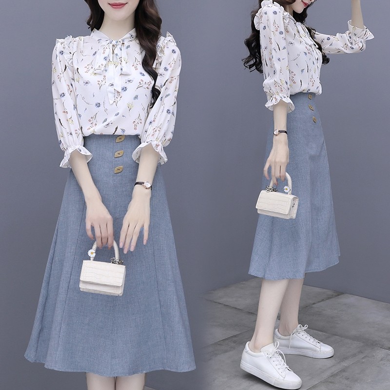 秋装雪纺2020年新款夏长袖套装裙 以魅连衣裙