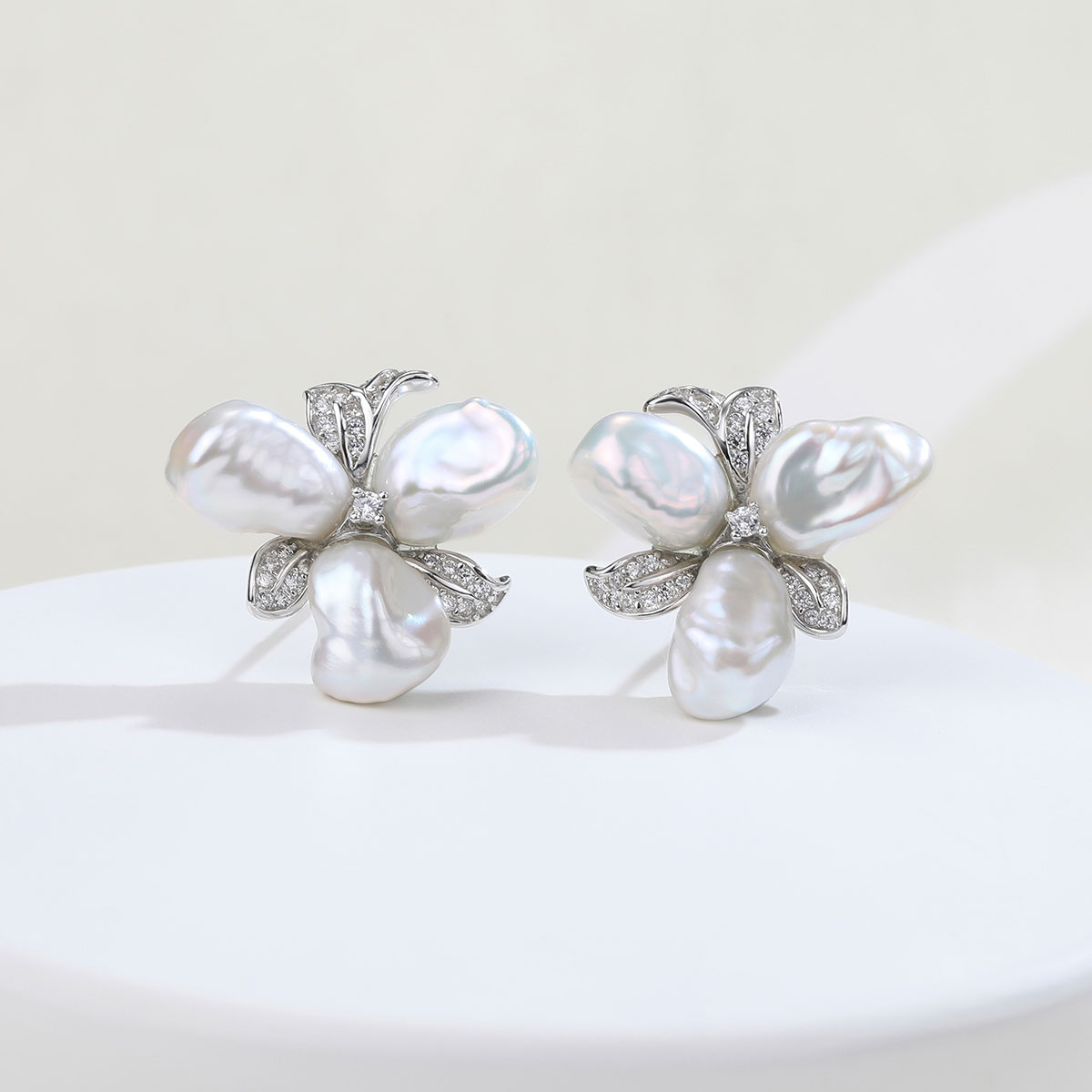 BRI.R/baiseqingqing S925 silver baroque shaped freshwater pearl iris earrings and rings are available in two options