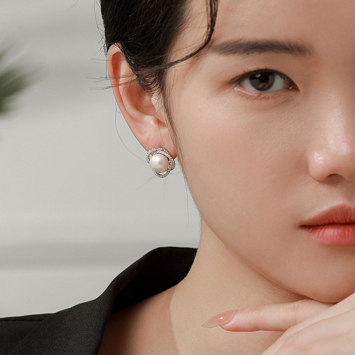 BRI.R/佰色传情9-10mm淡水珍珠S925银花朵简约百搭耳钉耳环耳饰,淘宝优惠券,粉丝福利购,淘宝优惠卷