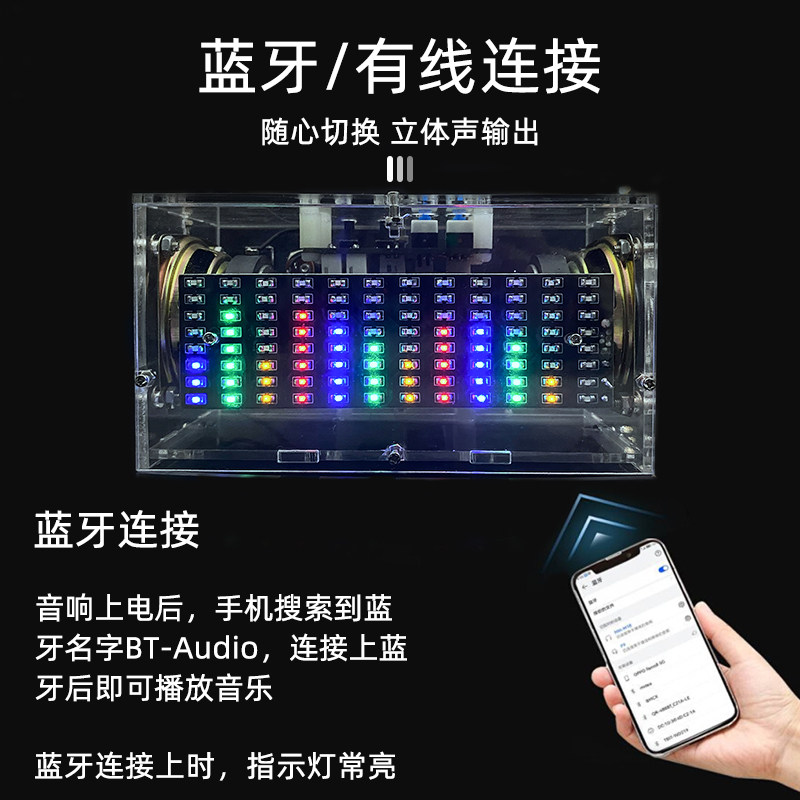 蓝牙音箱DIY套件音响双声道频谱节奏灯 电路板制作焊接练习板散件,淘宝优惠券,粉丝福利购,淘宝优惠卷
