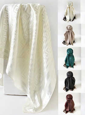 马来西亚90cm大方巾仿真丝丝巾女花纹包头巾民族风披肩围巾 scarf
