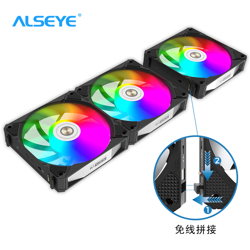 ALSEYE奥斯艾i12机箱风扇12CM积木风扇5v3针ARGB神光同步4pin温控 - 图1