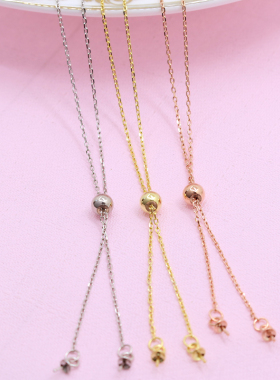 s925纯银调节十字项链diy定位珠