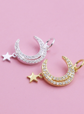 diy锆石月牙手链闪亮小挂件吊坠