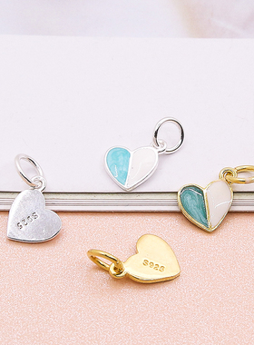 diy滴胶蓝白饰品串珠心形小吊坠