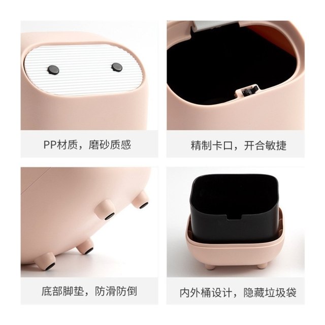 Desktop trash can Household countertop ninja garbage storage bin with lid press-type mini car tissue basket