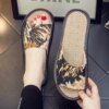 New Chinese style summer linen slippers for men and women at home indoor non-slip comfortable soft bottom breathable household fabric slippers