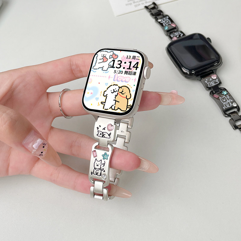 适用华为手表fit4/3表带新款女生华为watchfit2金属fit1夏天时尚华为智能运动替换腕带可爱小狗皓石彩钻,淘宝优惠券,粉丝福利购,淘宝优惠卷