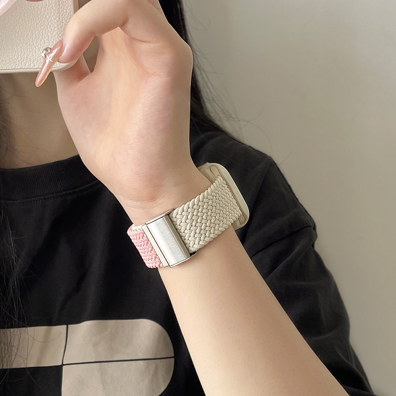 适用苹果iwatch9/8/7/6手表表带尼龙编织秋冬女生s8s7s6手表带iwatchse创意iphonewatch九代可爱applewatchs8-图2