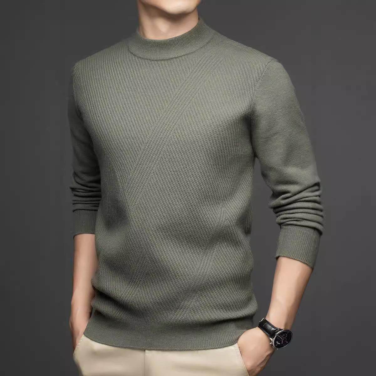 冬装厚衣款中年男士羊绒衫套头圆领时尚暖条纹24110-KK加毛保羊毛,淘宝优惠券,粉丝福利购,淘宝优惠卷