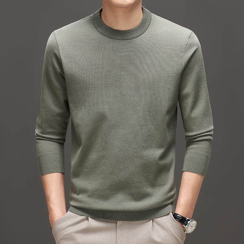 长衫袖圆领羊毛恤男士秋6101-KK底季新款纯色简约搭百打休闲针织,淘宝优惠券,粉丝福利购,淘宝优惠卷
