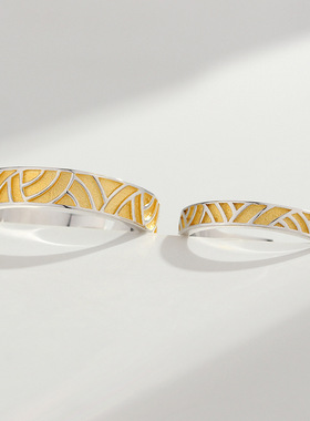 情侣戒指活口日韩原创设计感刻字