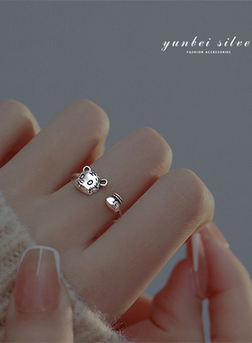 2022新款本命年小老虎纯银银戒指女