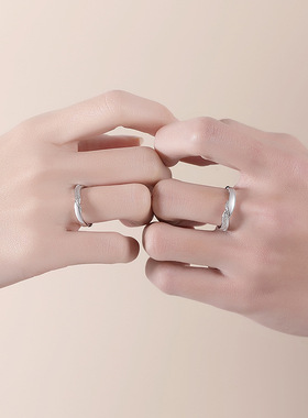 宝茉情侣S925银闪砂莫比乌斯戒指