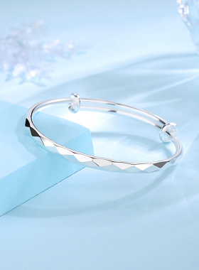 【假一赔四】9999足银菱面手镯女