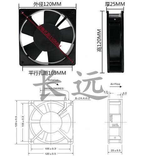 原装正品台湾三协 FP-108X S1B 12025 220V 12cm轴流风机散热风扇 - 图2