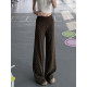 ໂສ້ງຂາສັ້ນແບບສີນ້ຳຕານ polka-dot boot-cut-cut for women in summer 2026 new versatile pants, loose, lazy, high-waisted, Slim Walking pants