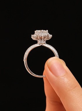 DR新款钻戒女初雪公主一克拉S925纯银莫桑石戒指结婚礼物钻戒礼物