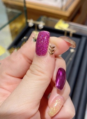 Ordi秋季新款一字形橄榄叶镶钻锁骨项链不对称耳钉耳夹套装