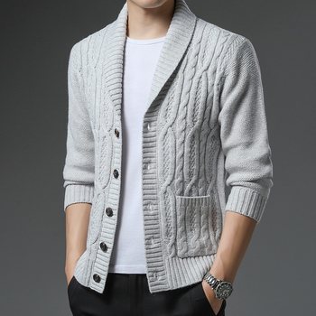 Nanjiren pure wool sweater men's knitted cardigan loose outer wear men's sweater jacket ຫນາພາກຮຽນ spring ແລະດູໃບໄມ້ລົ່ນເຄື່ອງນຸ່ງຜູ້ຊາຍໃຫມ່