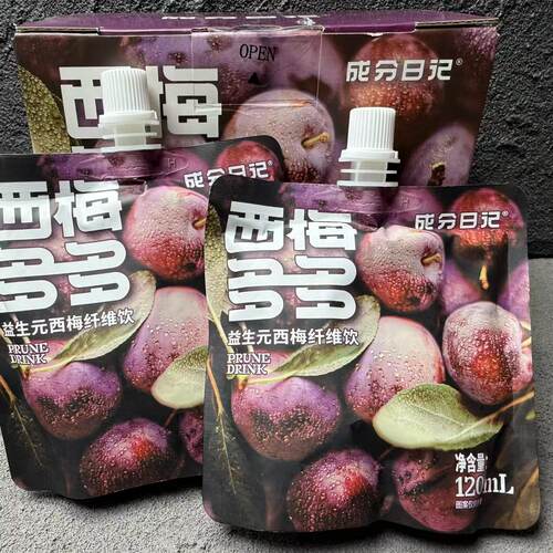 成分日记0脂西梅蓝莓VC多多袋装浓缩果蔬膳食纤维便携果饮120ml - 图0