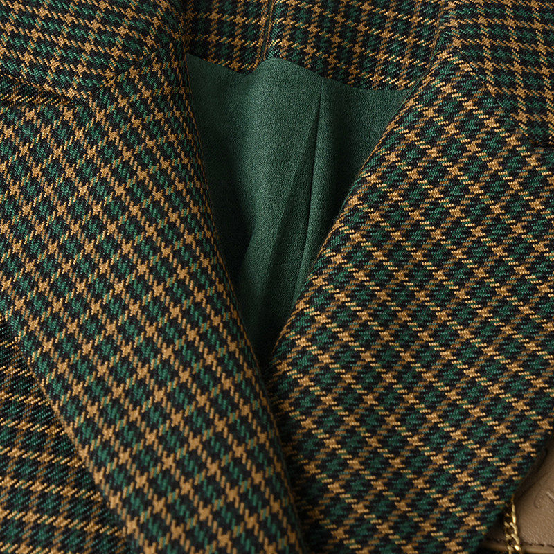 奥莱专柜正品 UN春装2026新款 复古格纹长袖上衣中长款西装外套女,淘宝优惠券,粉丝福利购,淘宝优惠卷