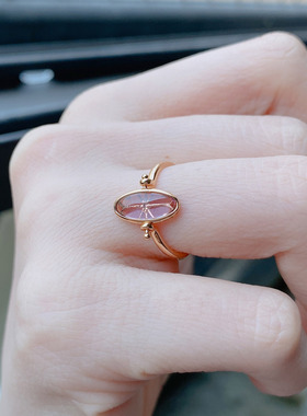 日系轻奢925纯银戒指 可翻转天然紫水晶经典镂空雕花戒指指环