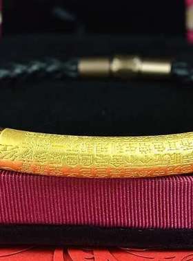 沙金心经弯管手链情侣黄铜镀金