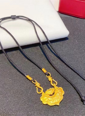 沙金莲花鲤鱼孔雀扣头锁吊坠