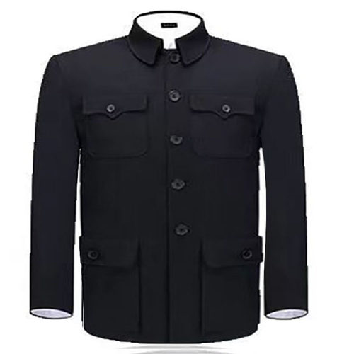 中山装男秋冬款老人爷爷装干部中山服单件上衣双层加厚爸爸装外套 - 图1