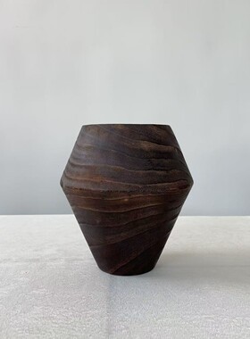 实木碳化花瓶组合家居装饰摆件复古式花器工艺品